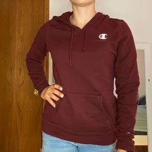 Champion Hoodie Maroon Basic Drawstrings and Kangaroo Pouch